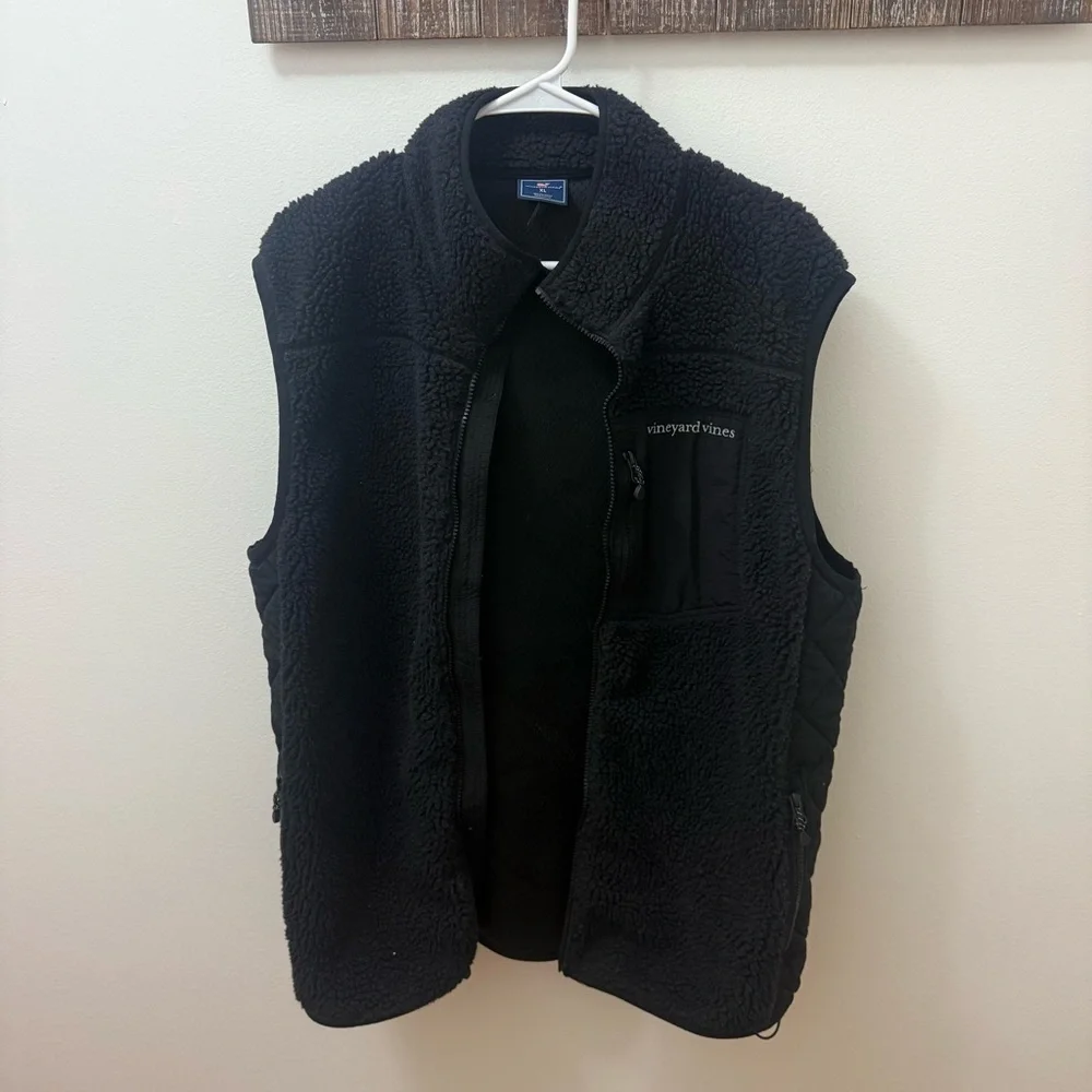 Vineyard Vines Sherpa SuperShep Vest Black Mens Xl